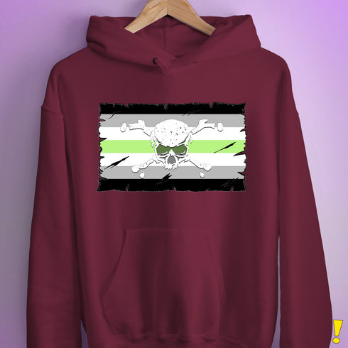 Agender Pride Pirate Flag Hoodie - Maroon
